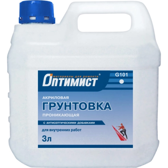 Грунтовка Оптимист G101 акрил.с антисеп.добавками вн.раб 3л