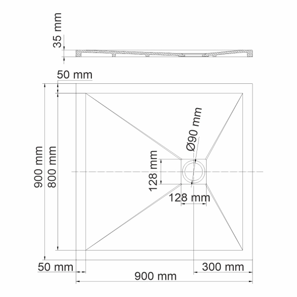Душ. поддон WasserKRAFT Aller 10T03 90*90 см