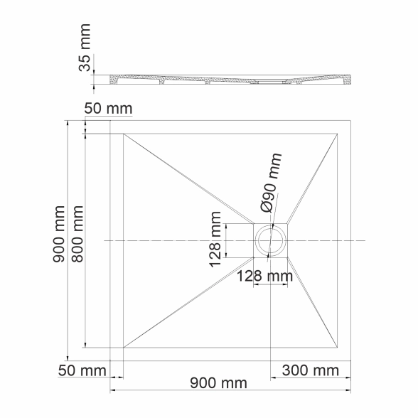 Душ. поддон WasserKRAFT Dill 61T03 90*90 см.