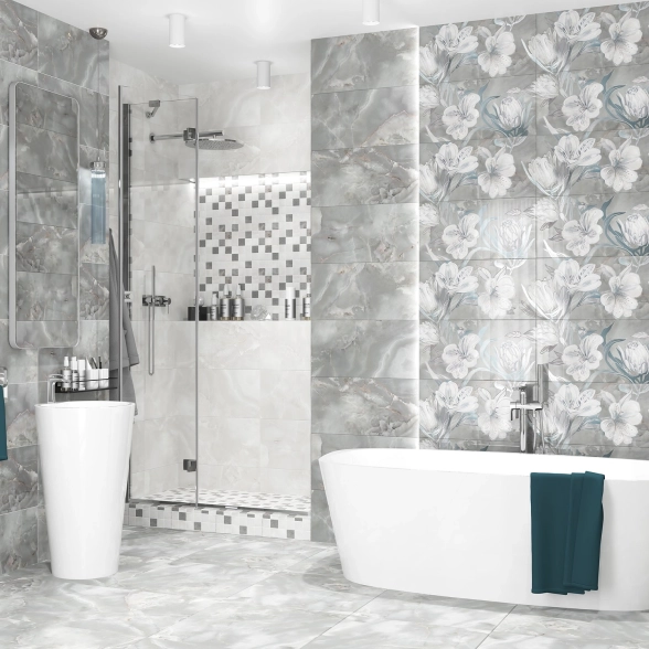 Панно OPALE GREY FLOWER 63*63 (из 2шт)