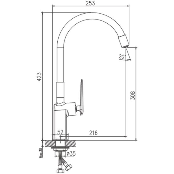 Смеситель в/м Haiba HB73548-8 белый/хром