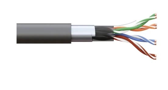 Кабель Teracom PRO Cat5E F/UTP 4пары solid 24AWG LDPE черн.внешн