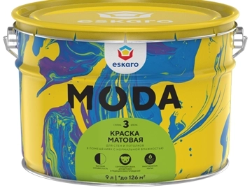 Краска в/д Eskaro MODA 3 моющ.мат. д/стен/потолков 9л